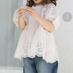 ペアマノン　レース切り替え半袖チュニック　110