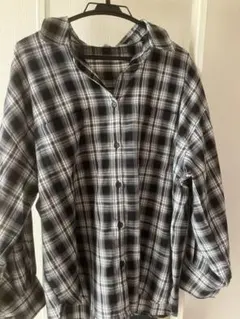 長袖チェックシャツ ブラック・ホワイト