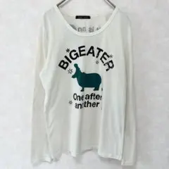 アニマルプリント ロンT 長袖 バックプリント ゆるかわ 部屋着 カジュアル L