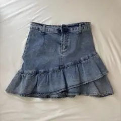 デニム フリル付きミニスカート