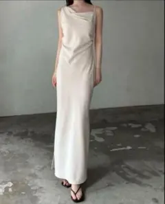 maison celon asymmetry drape cami dress