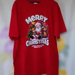 【美品】クリスマス プリント Tシャツ レッド