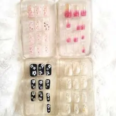 【黒崎えり子】 ネイルチップ　まとめ売り　4セット　ワンタッチ　ピンク　白　黒