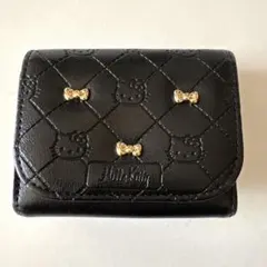 Hello Kitty 三つ折り財布　黒　小銭入れ付き