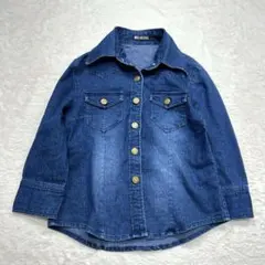 デニムジャケット 金ボタン 胸ポケット 綿100% カジュアル ヴィンテージ