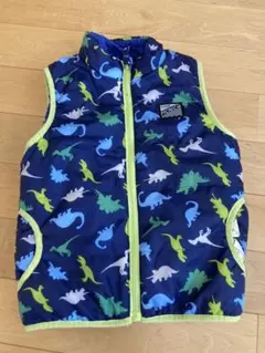 子供用ベスト110 ミキハウス 恐竜柄 リバーシブル