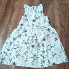 H&M フラワープリント ノースリーブワンピース 4-6Y