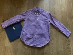 4T 110cm ポニー刺繍 ラルフローレン ボタンダウンシャツ 赤紺白チェック