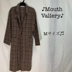 Mouth Vallery グレンチェック ロングコート ベージュ ブラウン M