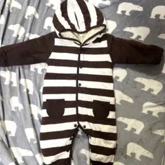 ベビーアウター ジャンプスーツ 80サイズ ストライプ柄 カバーオール
