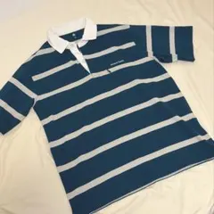 mont-bell モンベル WIC.ラガーシャツ Mサイズ グリーンボーダー