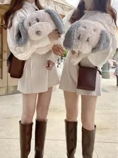 リブニットショートパンツ