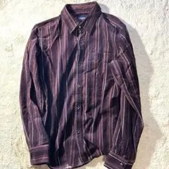 ニコルクラブ　パープルストライプ　　コーディロイシャツ　長袖　秋冬