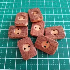 レトロボタン 木製長方形 6個おまけ1個【075】