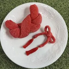 七五三髪飾り　赤　朱色　かのこちんころ2点セット（繋）　リボン