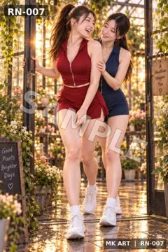 RN-007 AI美女 A4ポスター 赤紺スポーツ 温室休憩 ペア 美脚 高画質