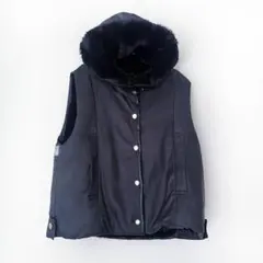 マックスマーラ　フォックスファー付き ダウンベスト ネイビー 42 マックスマーラ フォックスファー付き ダウンベスト ネイビー 42