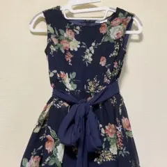 ネイビー フラワープリント ドレス
