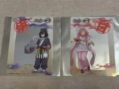 鬼滅の刃　宅麺　トレーディングクリアカード　伊黒小芭内　甘露寺蜜璃