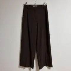 H&M エイチアンドエム タックワイドパンツ ハイウエスト ブラウン 36