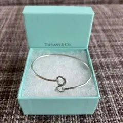 美品Tiffany & Co. ダブルオープンハート シルバーバングル 正規品のサムネイル