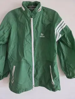 adidas 緑色 ジップアップ ナイロンジャケット