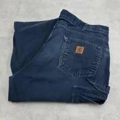 カーハート　ダックペインターパンツ　ワークパンツ　古着　NVY　ネイビー　W38