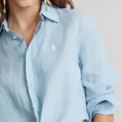 本日限定価格 新品タグ付 ポロラルフローレン リネンシャツ ポニー 水色 現行