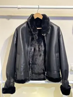 DOFFJASON ハイネックレザームートンジャケット フェイクファー 韓国　L