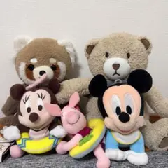 ミッキー・ミニー・プーさん・レッサーパンダ ・熊ぬいぐるみ　5体セット