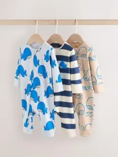 NEXT クジラ柄・ストライプ ベビーパジャマ3枚組
