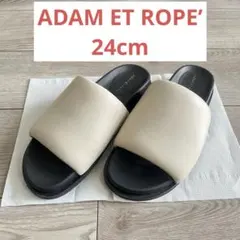 アダムエロペ　プラットフォームサンダル　24cm ベージュ　厚底　パデッド　白のサムネイル