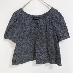 水玉柄 パフスリーブ ブラウス【4L】黒 ビッグサイズ 半袖 ドット アウターのサムネイル