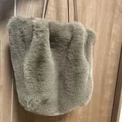 ikka エコファー トートバッグ グレージュ　美品　秋冬　多機能