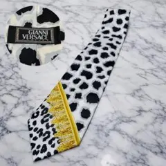ジャンニヴェルサーチ ネクタイ レオパード バロック ゴールド シルク 総柄