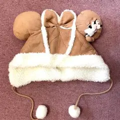 【レア】 ディズニー ミニー ファンキャップ ムートン ボア ポンポン ブラウン
