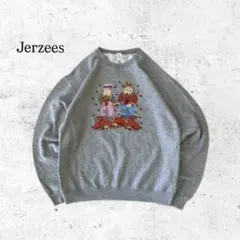レア Jerzees プリントスウェット グレー 裏起毛 海外古着 M～L
