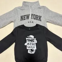 【美品】グレー・黒 トレーナーセット 90cm