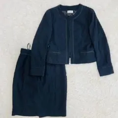 美品 大きいサイズ プラステ セットアップ ノーカラージャケット ツイード