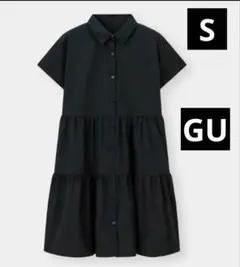 《新品》GU シャツワンピース　Sサイズ ティアードシャツワンピース ブラックのサムネイル