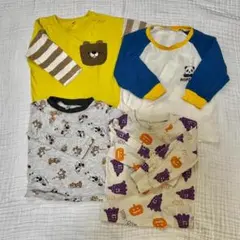 西松屋 長袖Tシャツ 90 4枚セット くま パンダ 犬 ハロウィン 男の子