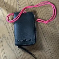 スマホショルダーバッグ 黒×ピンク