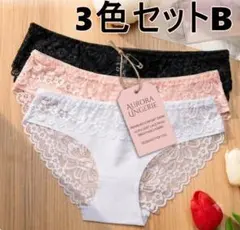 【Ｂ新品未使用】308総レースショーツ 3枚セット バックシースルーのサムネイル