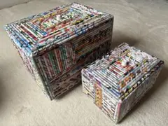 カラフルなリサイクル紙ハンドメイドボックスセット（大・小） A