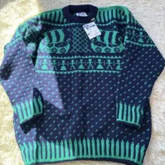 ヴィンテージ 70'〜80'ノルウェー製VOSS北欧ノルディックセーター ブルー