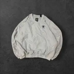 古着ナイロンプルオーバーGOLF企業ロゴアースカラーオーバーサイズ刺繍D27
