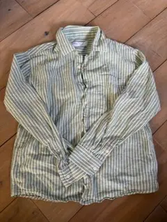 ストライプ長袖シャツ（緑と白）　ZARA