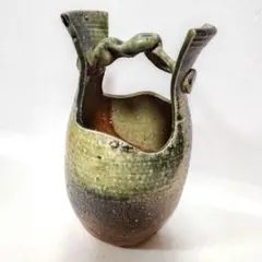 信楽焼ユニークなツイストハンドル陶器花瓶