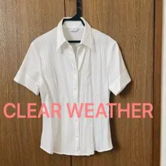 CLEARWEATHER 半袖シャツ ホワイト シャドーストライプ スキッパーのサムネイル
