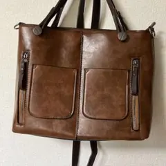ブラウン ショルダーバッグ 合成皮革